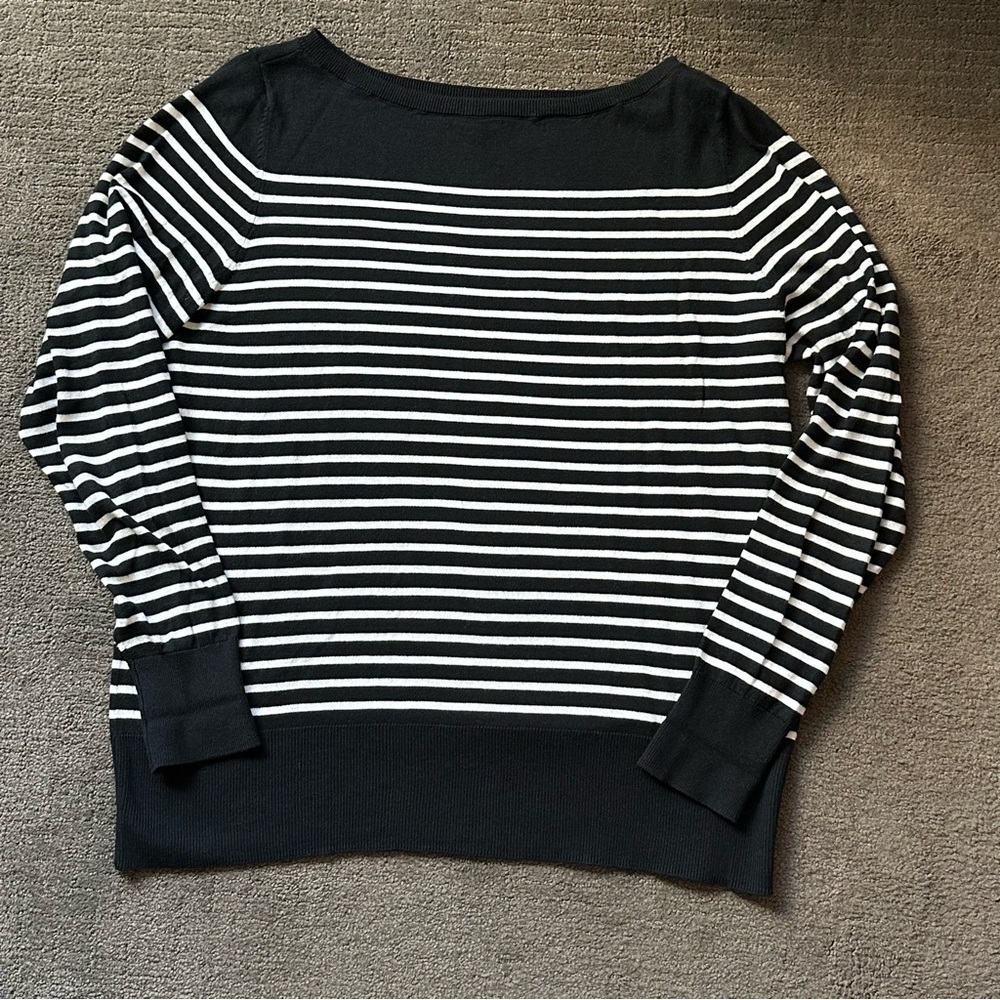 Halogen Boat Neck Striped Sweater 1X